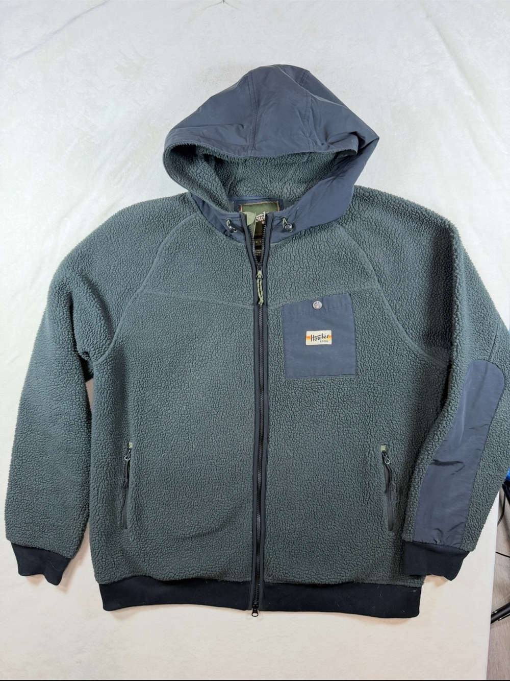 Howler Brothers XL Chisos Fleece Parka Slate Green Hooded Sherpa Fleece Jacket
